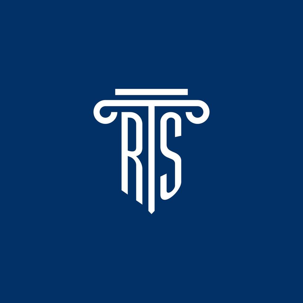 monograma del logotipo inicial de rs con un icono de pilar simple vector
