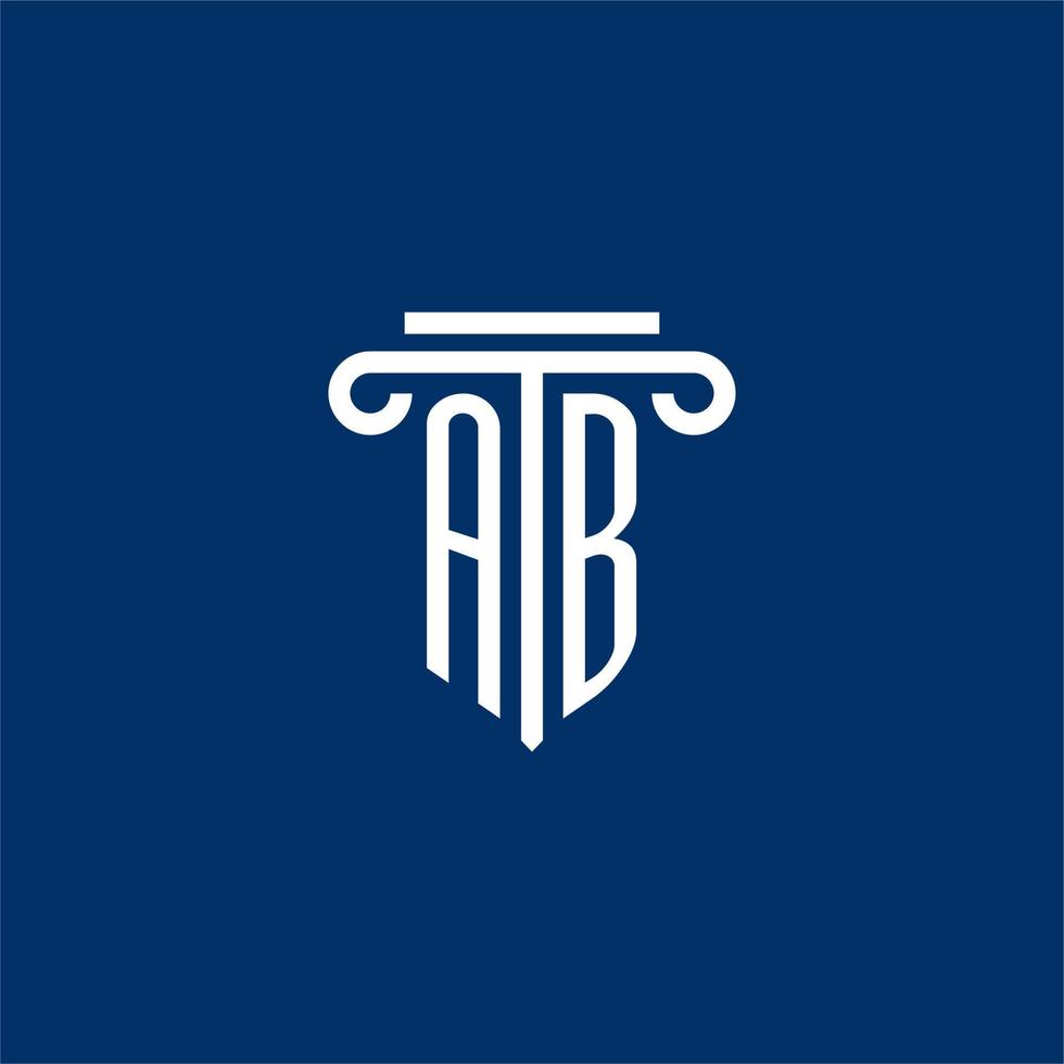 AB initial logo monogram with simple pillar icon vector
