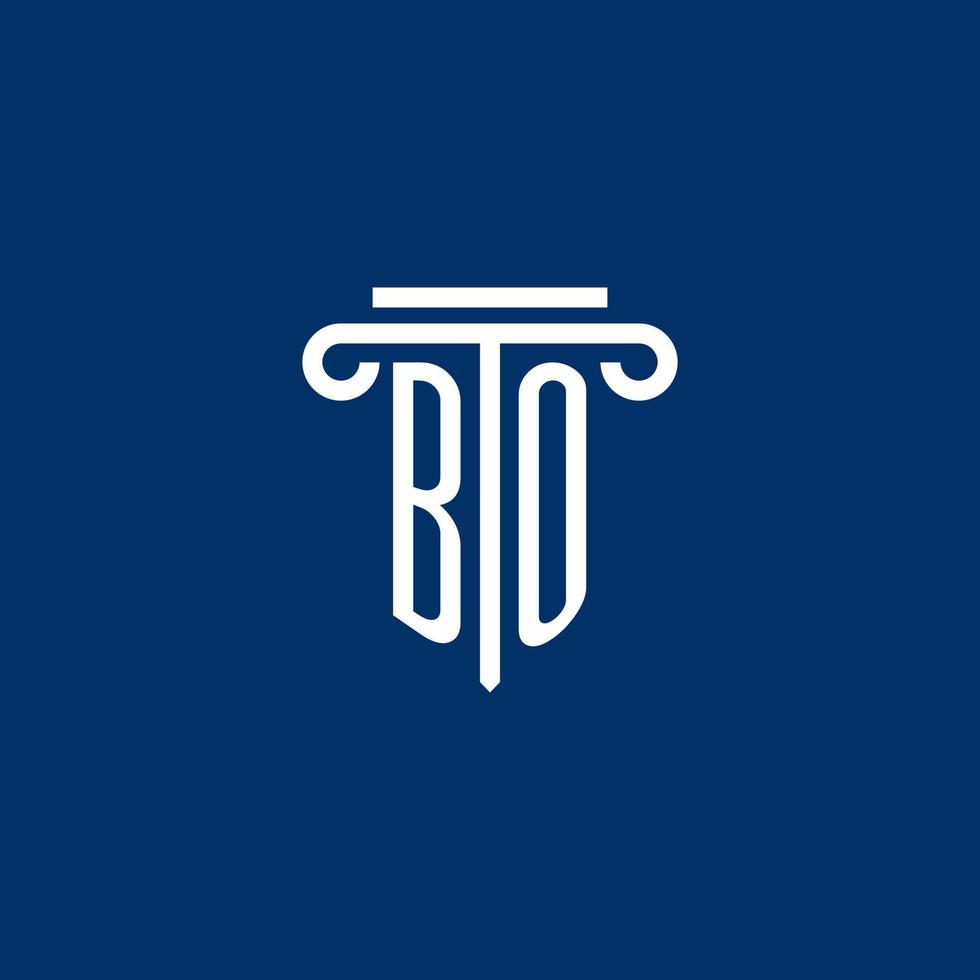 monograma del logotipo inicial de bo con un icono de pilar simple vector