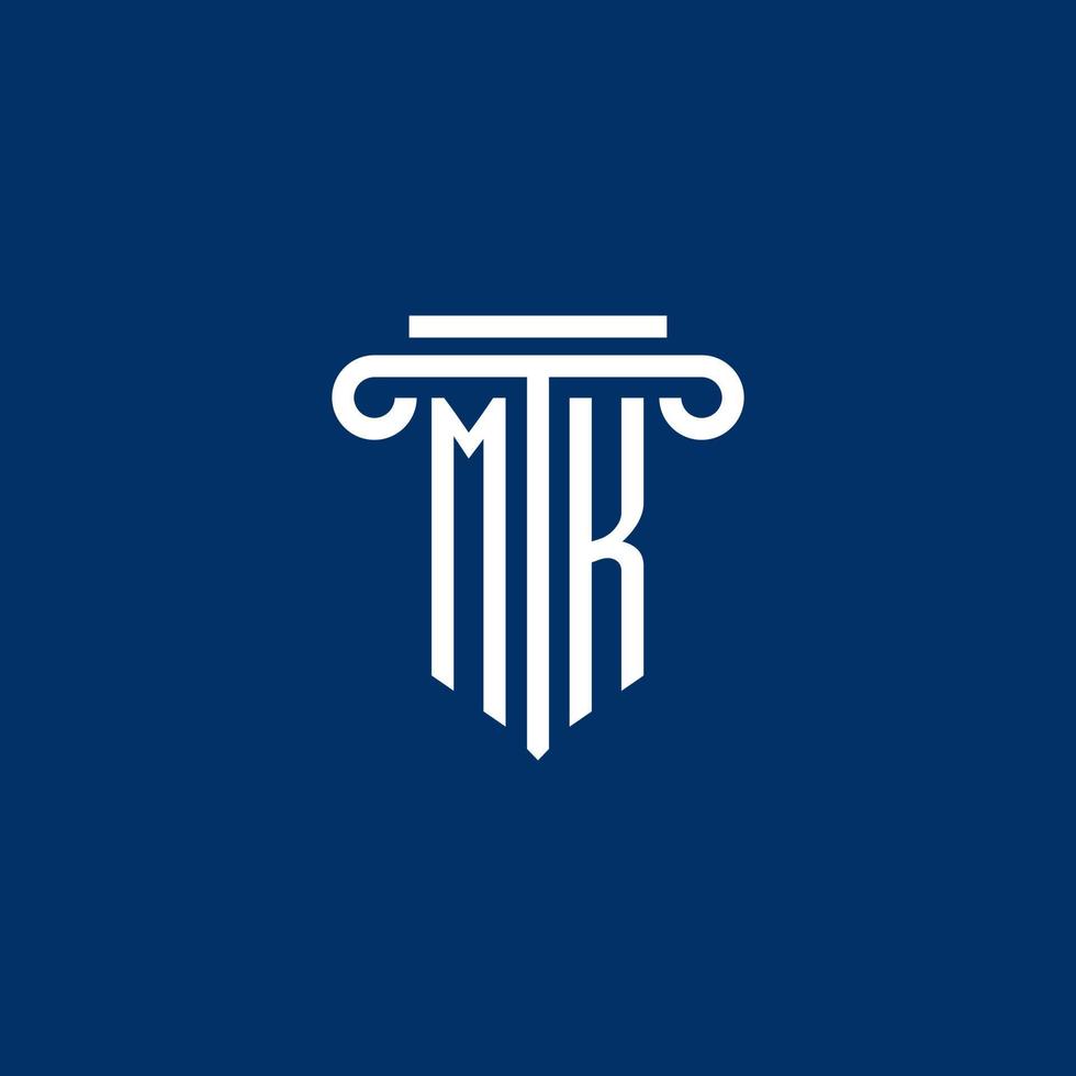 MK initial logo monogram with simple pillar icon vector