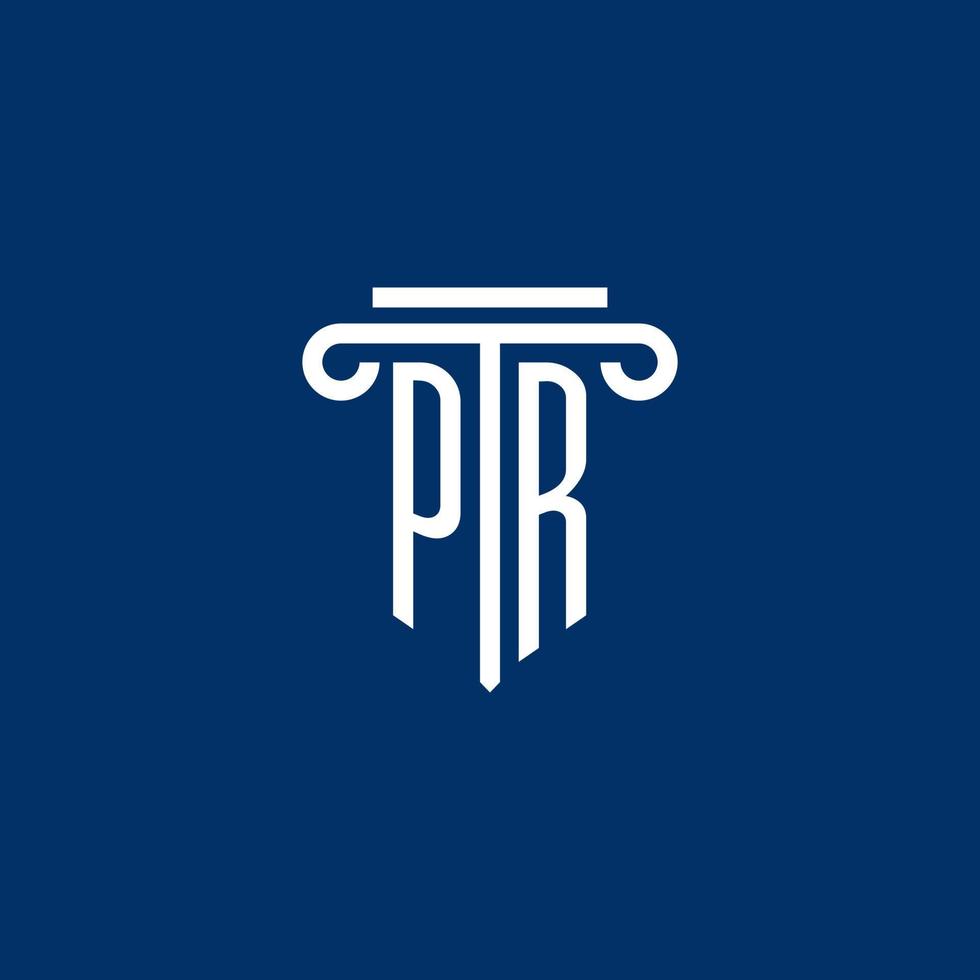PR initial logo monogram with simple pillar icon vector