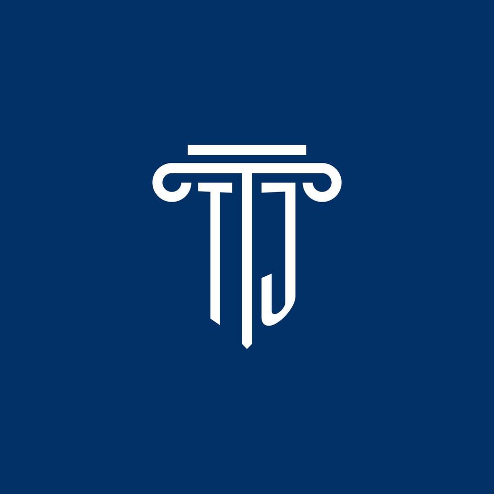 TJ initial logo monogram with simple pillar icon vector