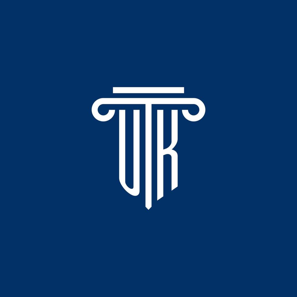 UK initial logo monogram with simple pillar icon vector