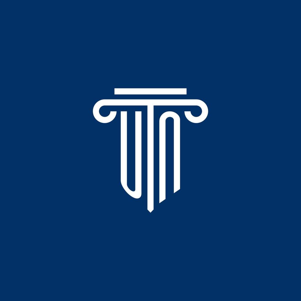 UN initial logo monogram with simple pillar icon vector