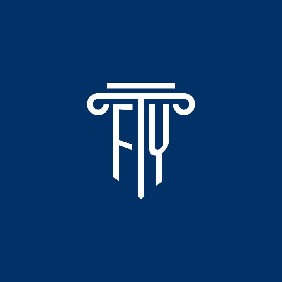 monograma del logotipo inicial de fy con un icono de pilar simple vector