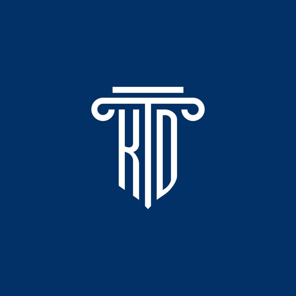 KD initial logo monogram with simple pillar icon vector