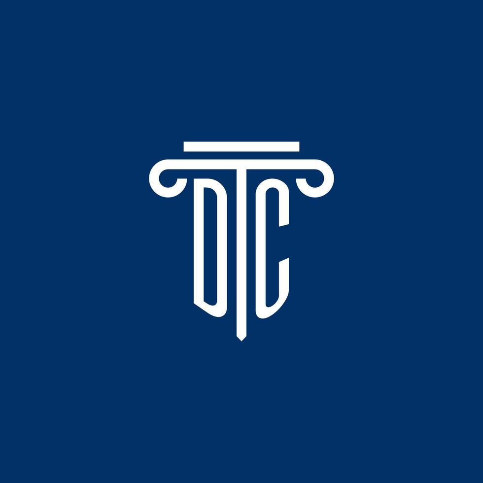 DC initial logo monogram with simple pillar icon vector