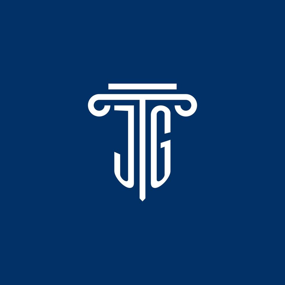 monograma de logotipo inicial jg con icono de pilar simple vector