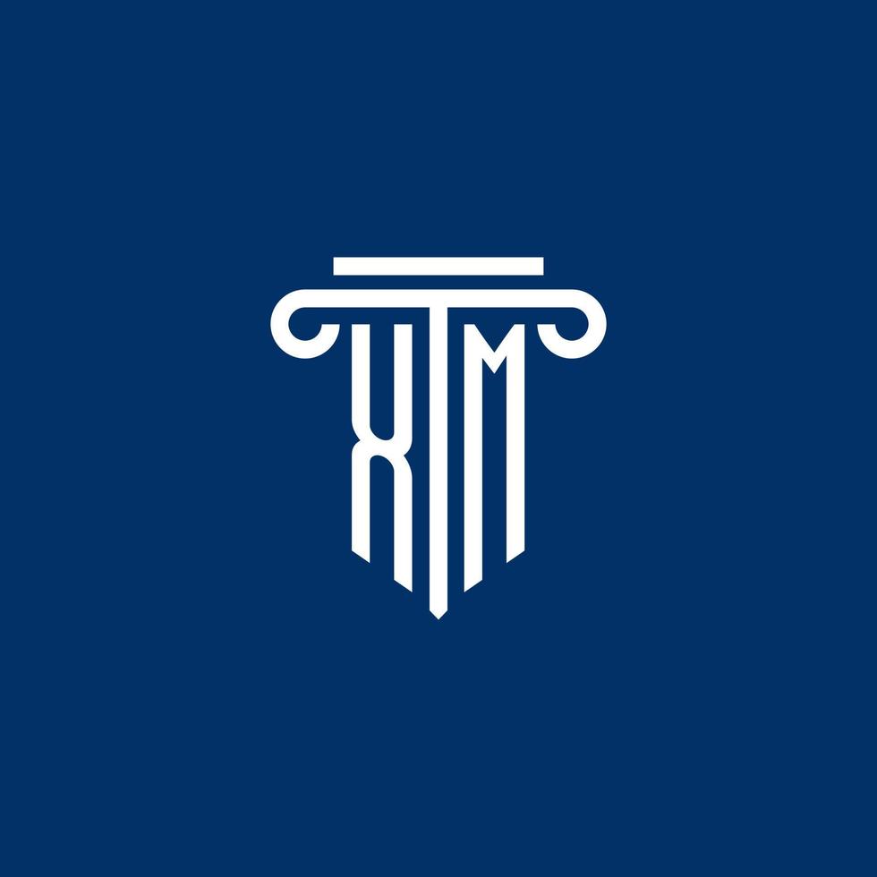XM initial logo monogram with simple pillar icon vector