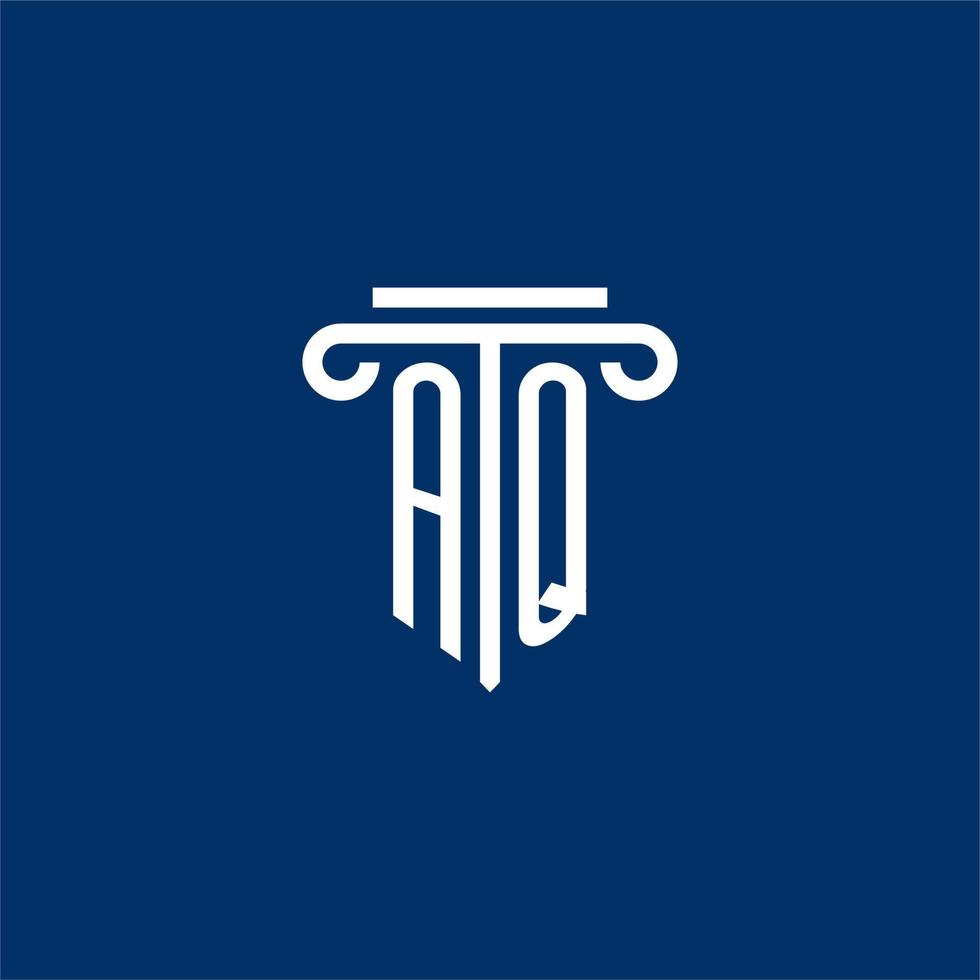AQ initial logo monogram with simple pillar icon vector