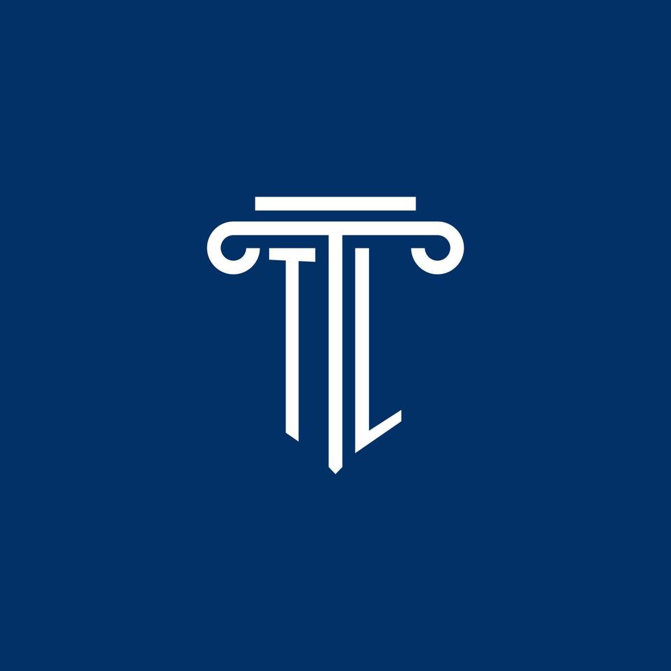 monograma del logotipo inicial de tl con un icono de pilar simple vector