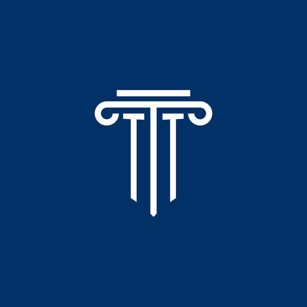 TT initial logo monogram with simple pillar icon vector