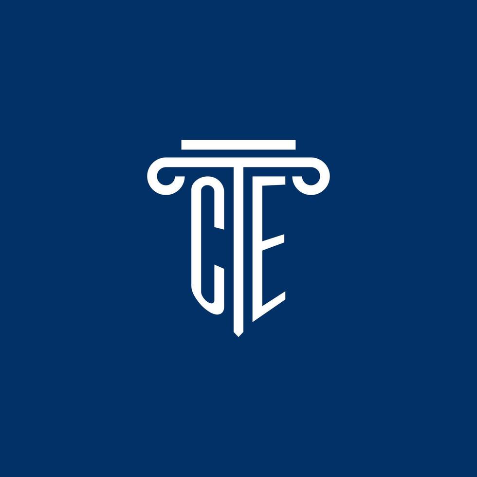 CE initial logo monogram with simple pillar icon vector