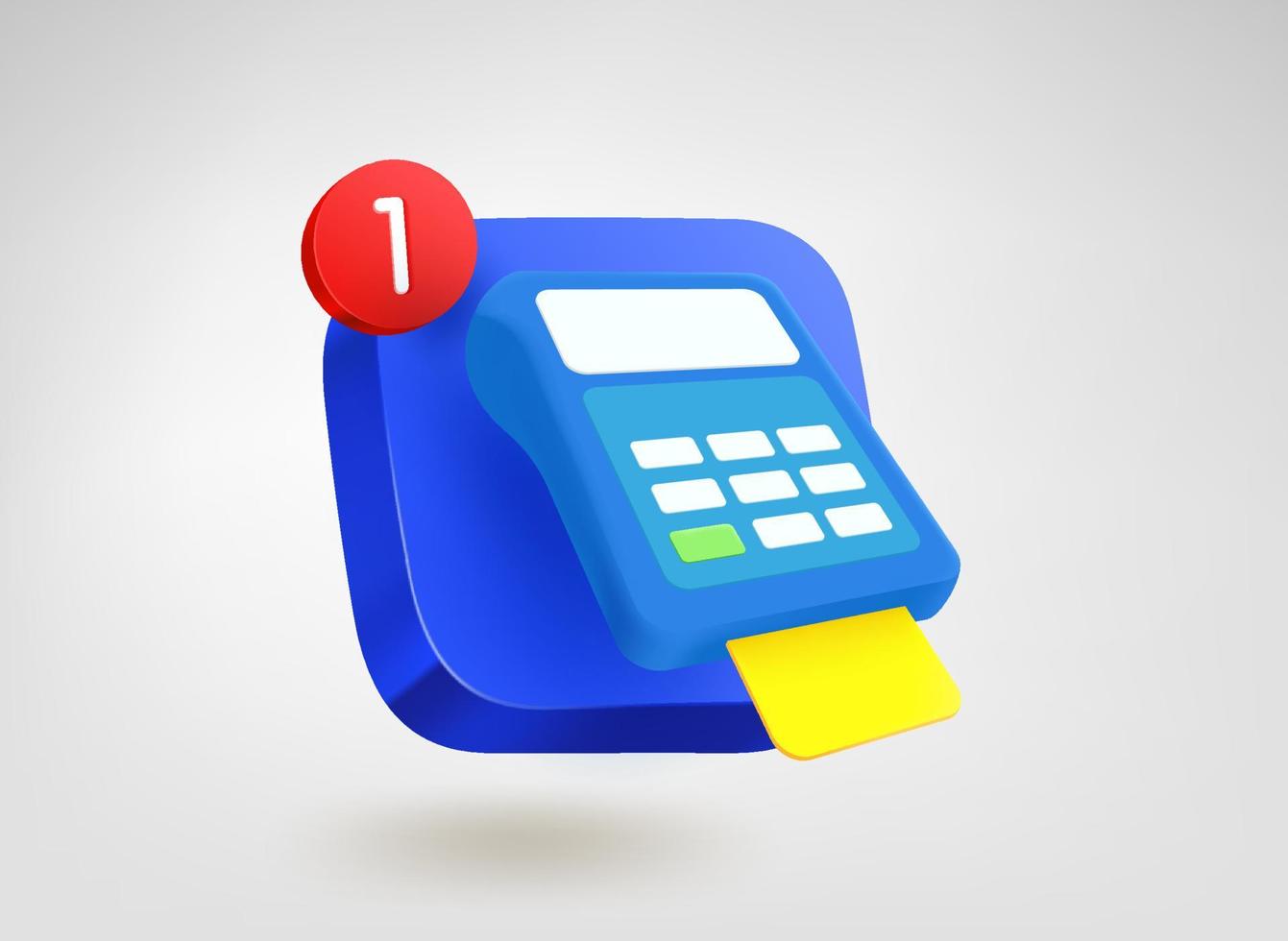 Payment service concept. 3d vector mobile application icon with notification