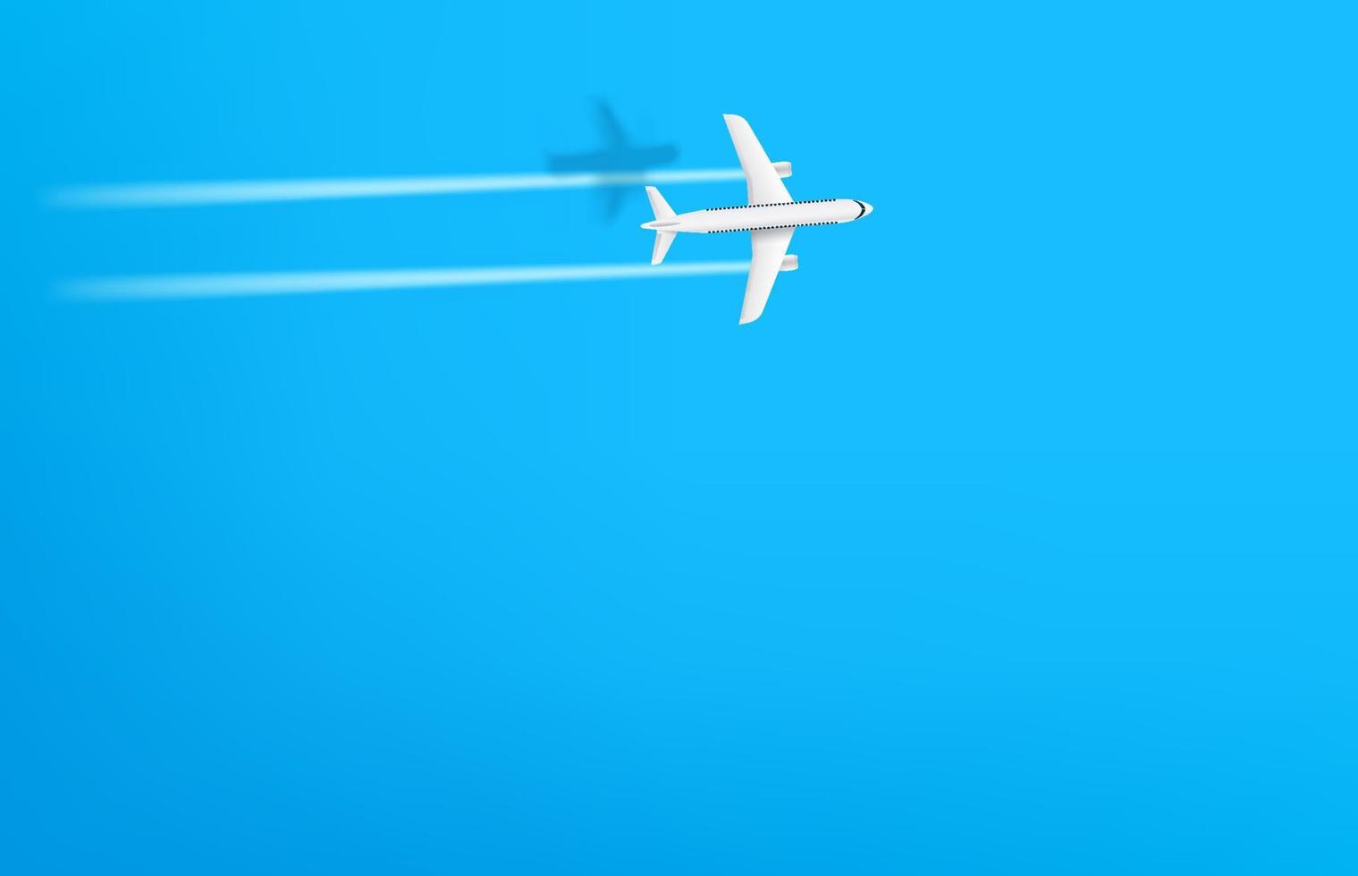 Flight af modern aircraft above the blue sea. 3d vector illustration with copy space
