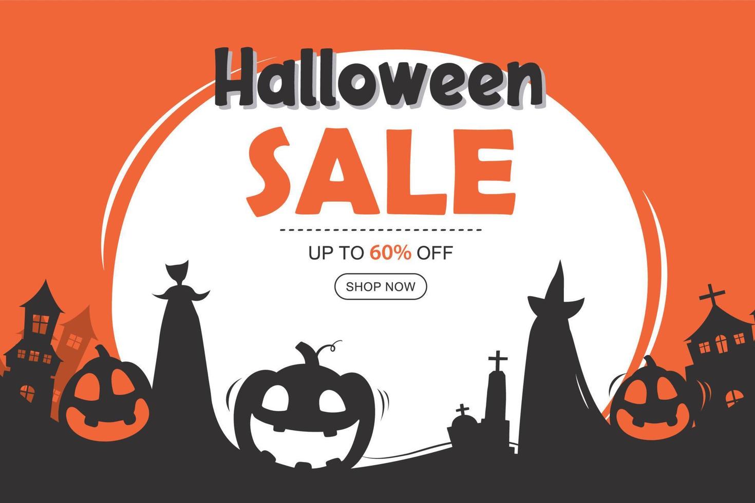 Halloween sale banner background. Halloween illustration template for poster, flyer, sale, and all design. vector