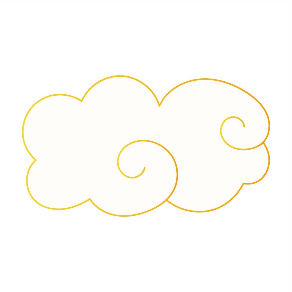 nube japonesa en estilo chino con trazo dorado aislado en fondo blanco, elemento chino en estilo de dibujos animados vector