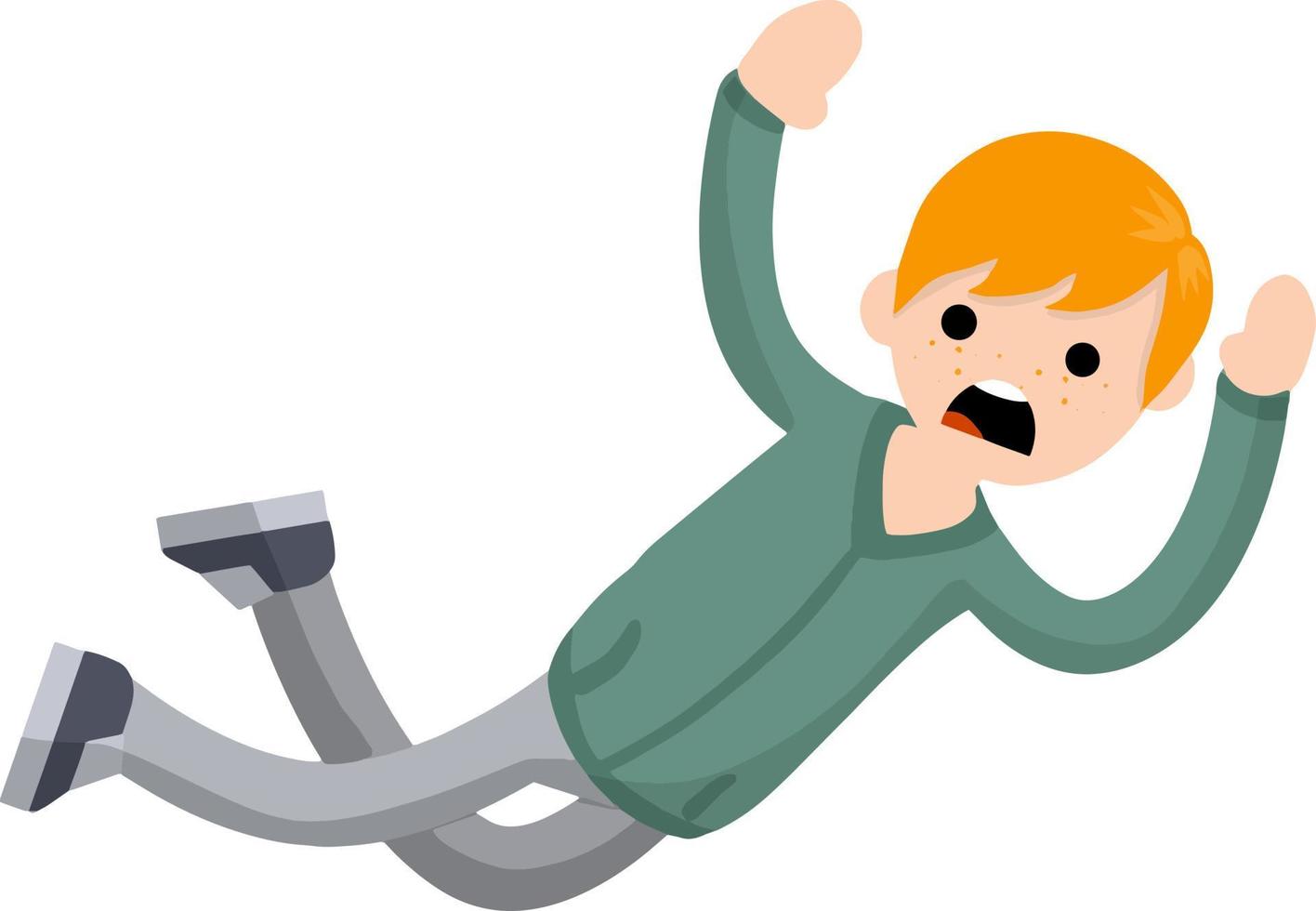 Screaming man falls from height. horror and fear of heights - phobia Acrophobia. Cartoon flat illustration. Drop young guy vector