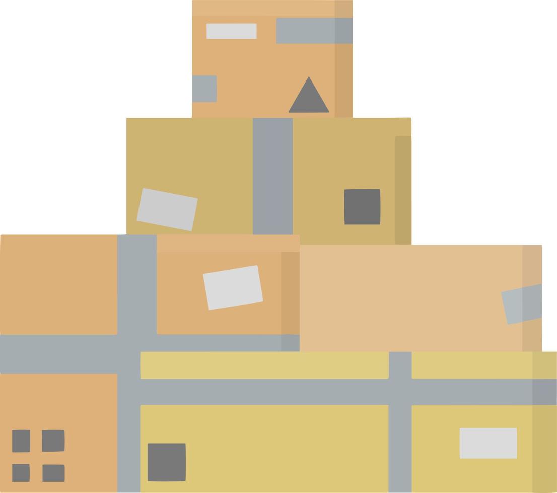 Set of parcels in cardboard boxes. vector