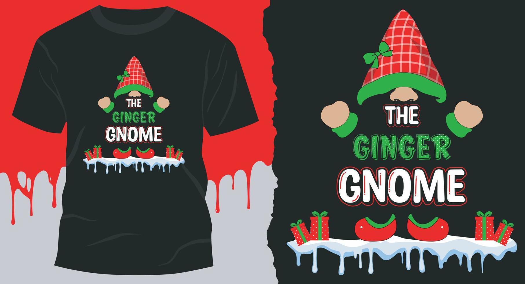 The Ginger Gnome T-Shirt Design Vector for Christmas party