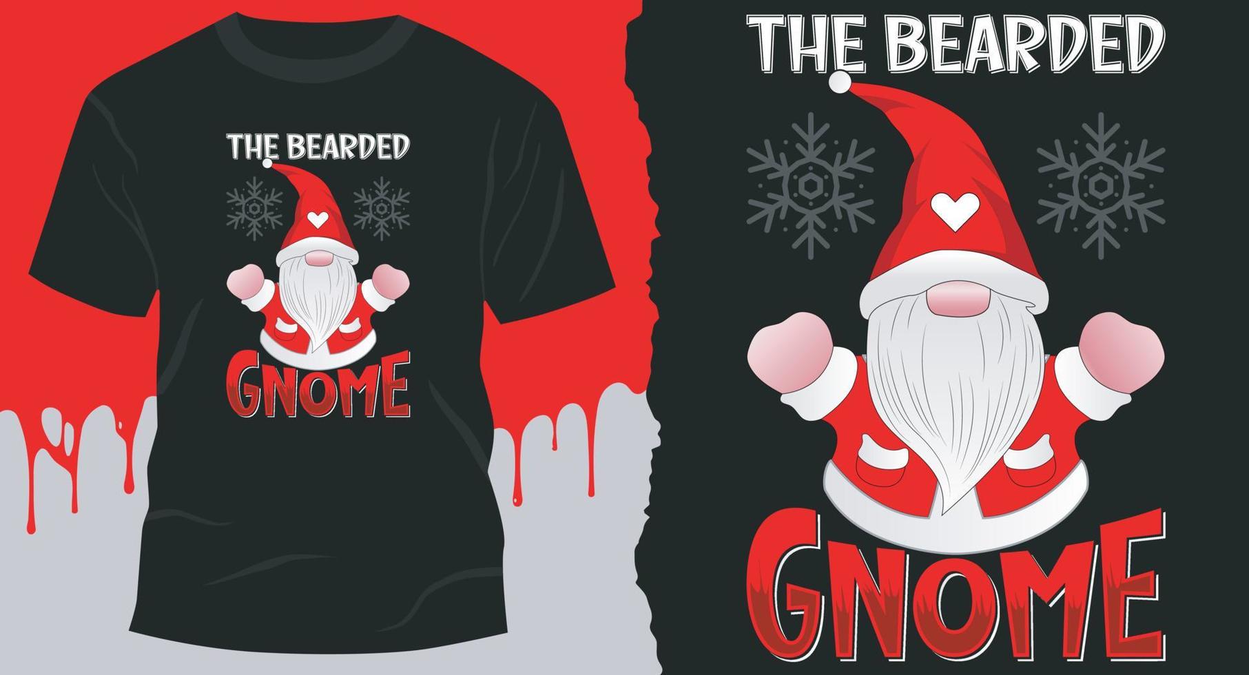 The Bearded Gnome Best Vector Design for Christmas T-Shirt