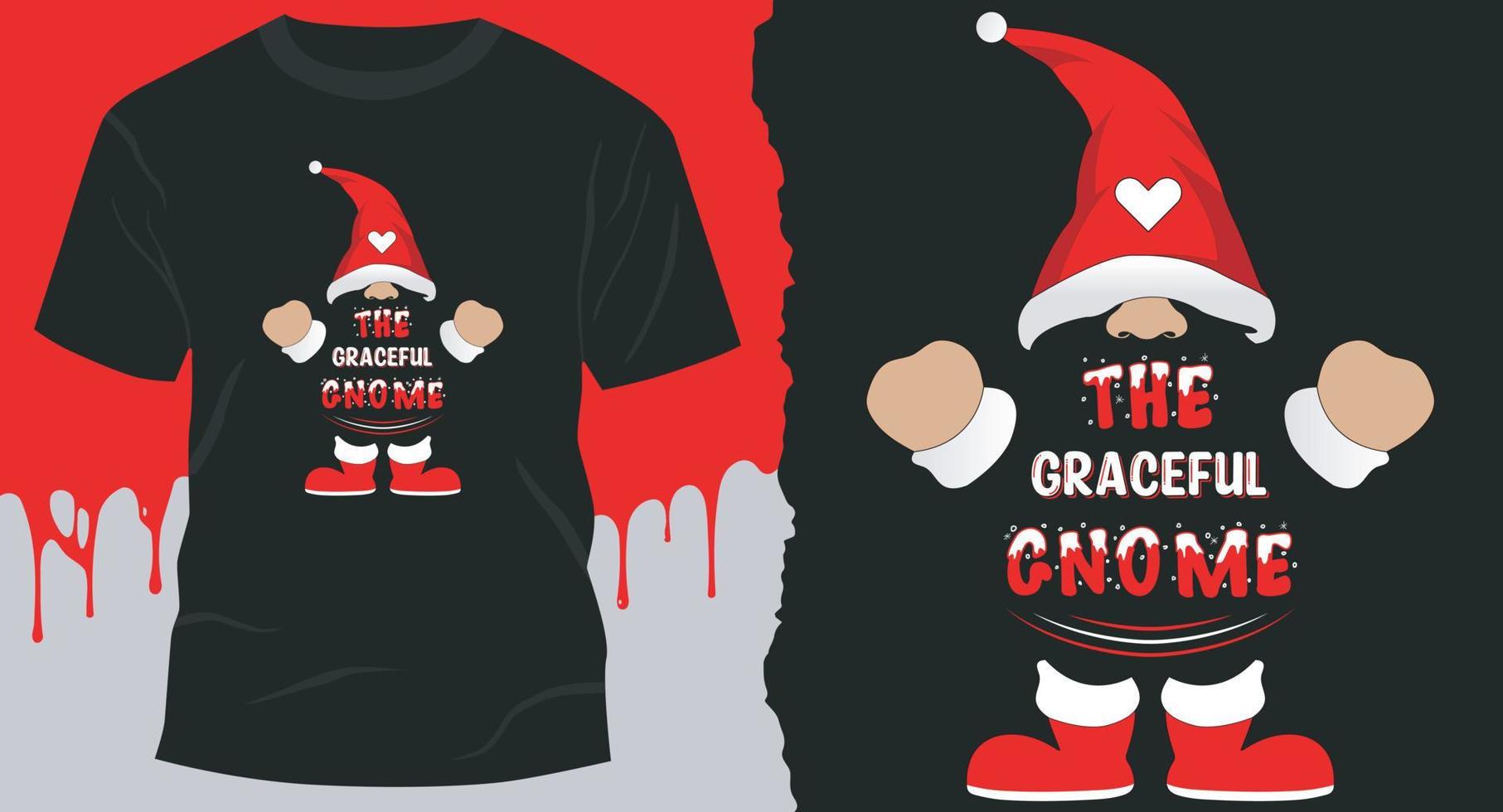 The Graceful Gnome Best Vector Design for Christmas T-Shirt