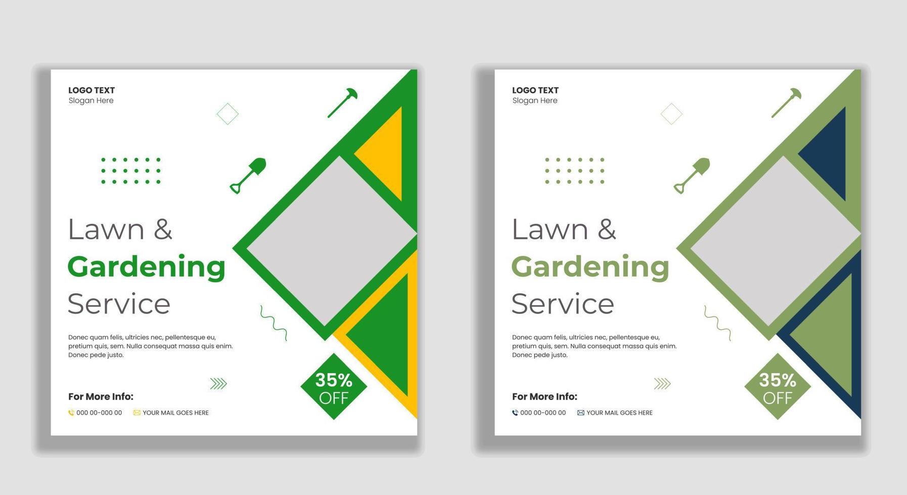 Lawn mower gardening service social media and web banner vector