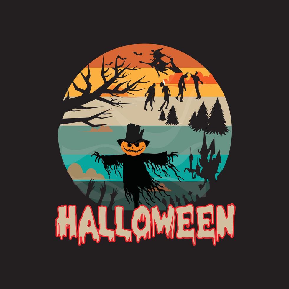 vintage halloween t- shirt design vector