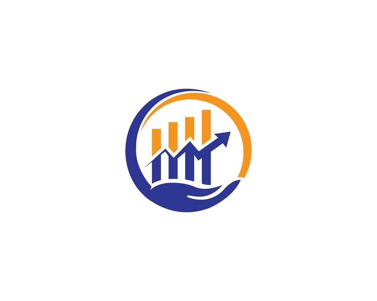 flecha de negocio de crecimiento de mercado de logotipo financiero creativo con plantilla de vector de símbolo de mano.