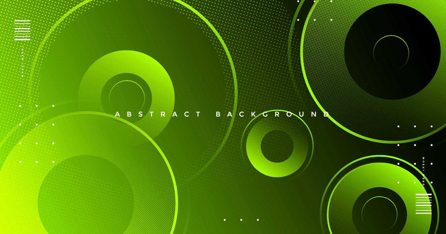 Abstract bright green circle background with gradient circle lines vector