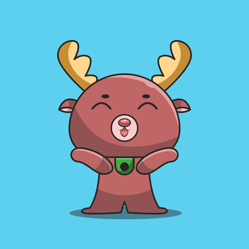 cute deer happy expression vector