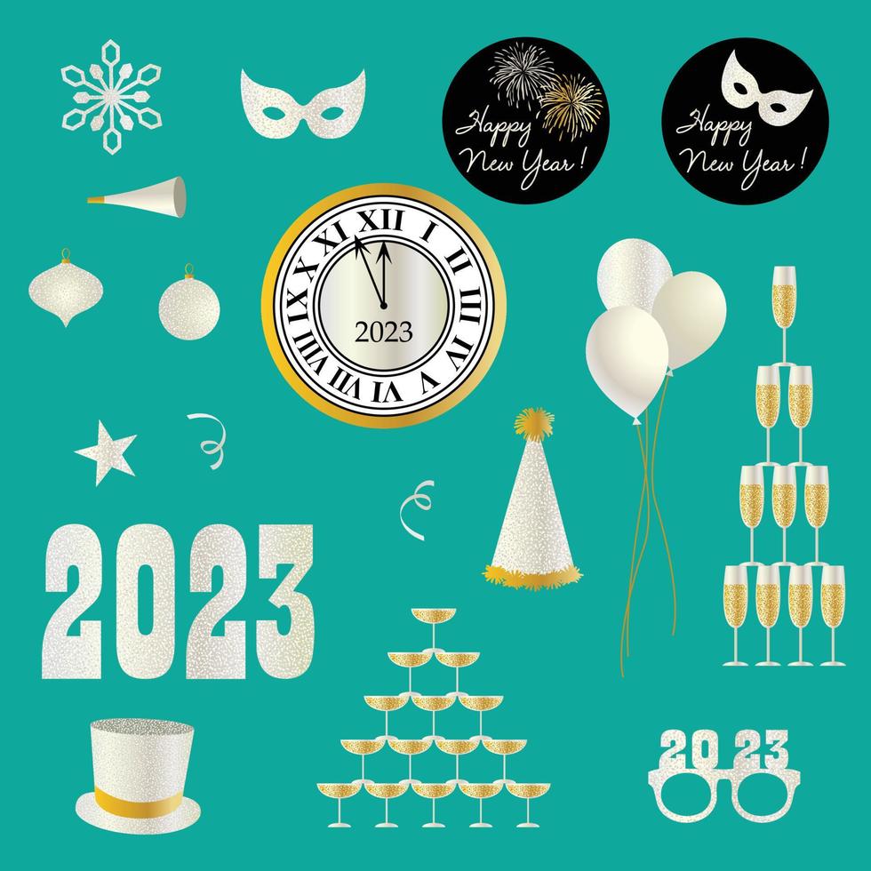 2023 New Years Eve glitter vector graphics