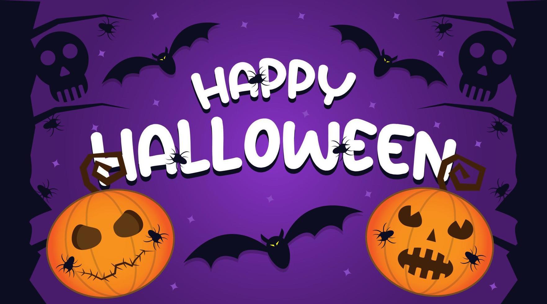 banner de texto feliz halloween. fiesta de halloween, fondo de la noche de halloween. festival de halloween en una noche aterradora. vector