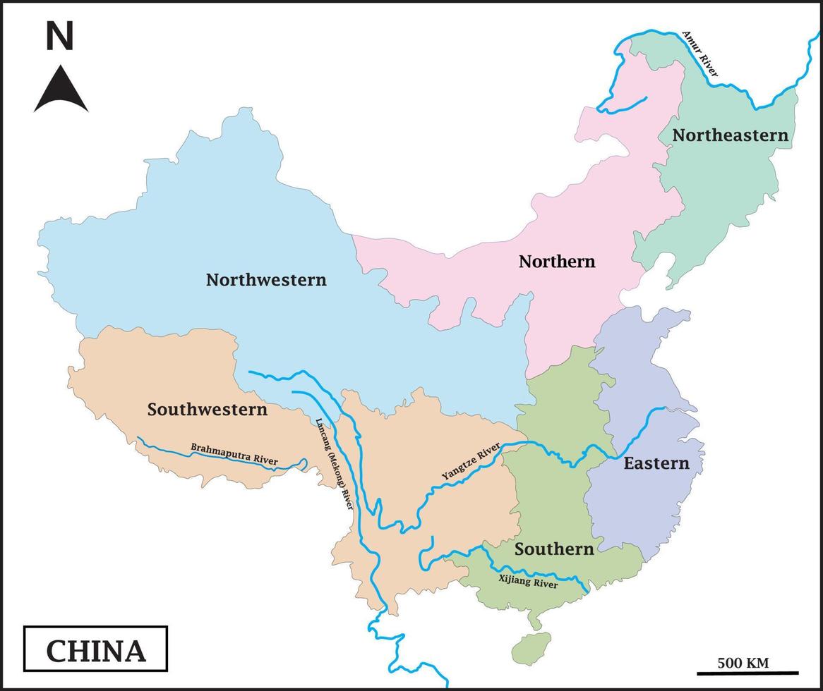 mapa vectorial de china con color pastel vector