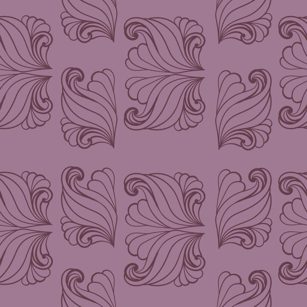 Paisley abstracto patrón sin fisuras, elementos verticales y horizontales sobre fondo púrpura vector