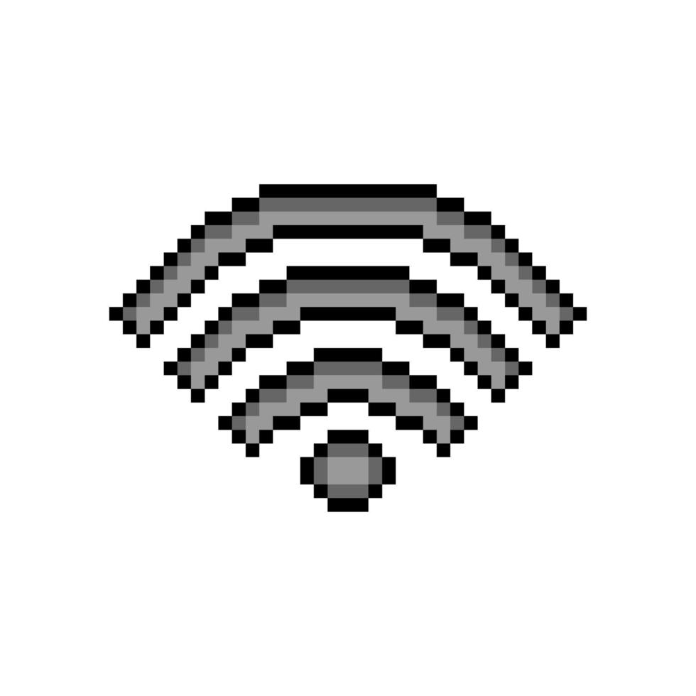 WIFI signal wave with pixel art on white background vector