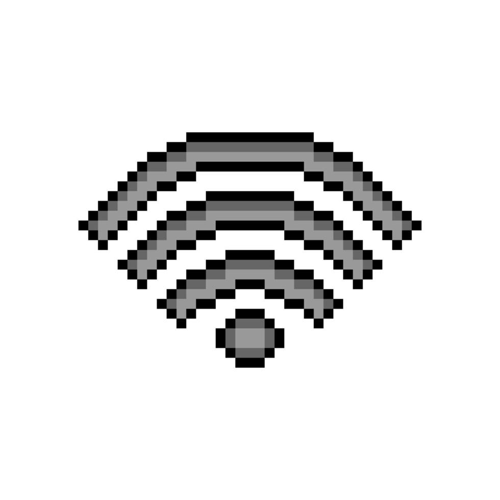 onda de señal wifi con pixel art sobre fondo blanco vector