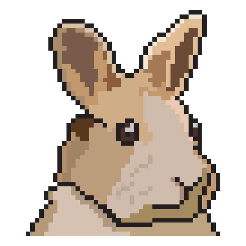 Bunny head with pixel art. Vector illustration.