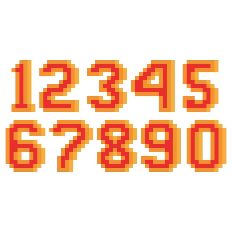 Numbers with pixel art isolated on white background vector