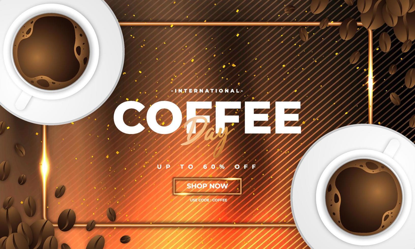 Modern and premium international coffee day greeting design vector