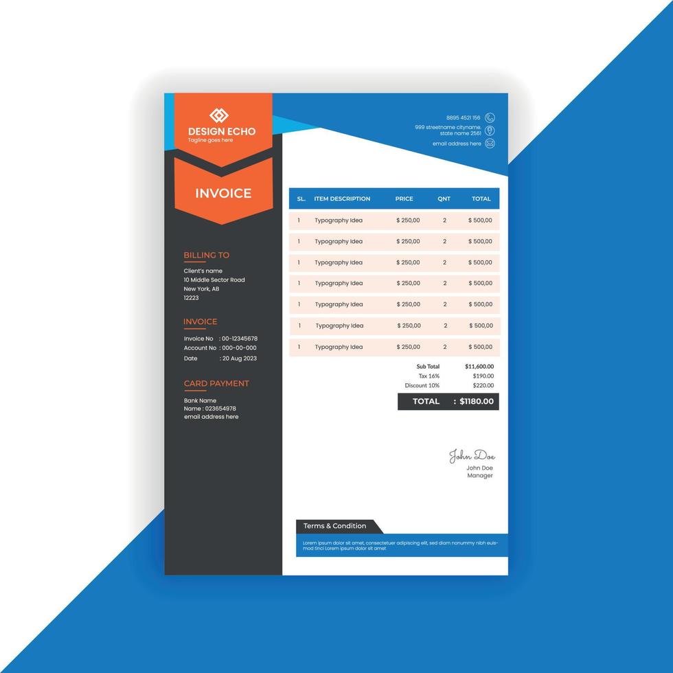 Business invoice Template - Clean Modern Corporate Invoice Design- Proforma invoice template Free Vector - 01
