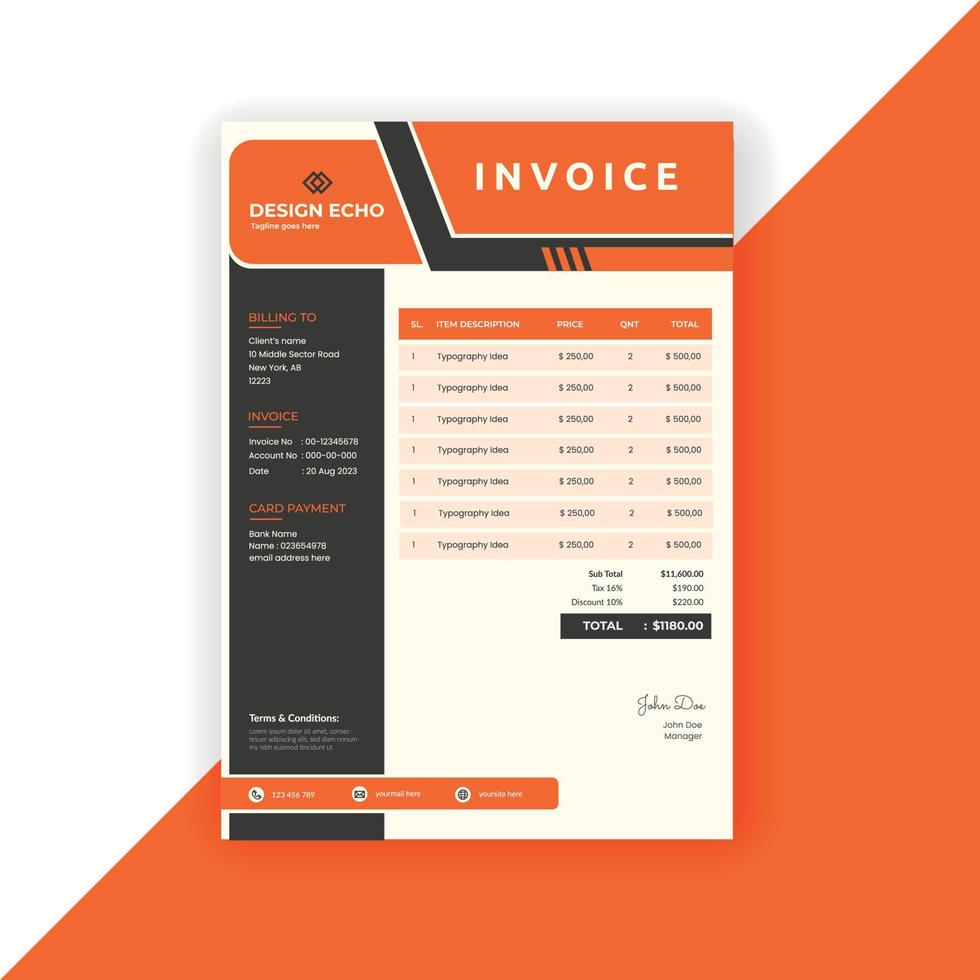Business invoice Template - Clean Modern Corporate Invoice Design- Proforma invoice template Free Vector - 06