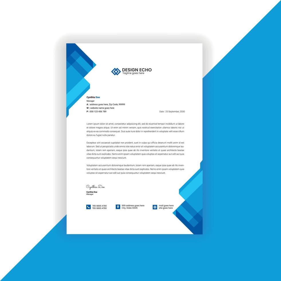 Official business letterhead templates - clean stylish modern vector letterhead template