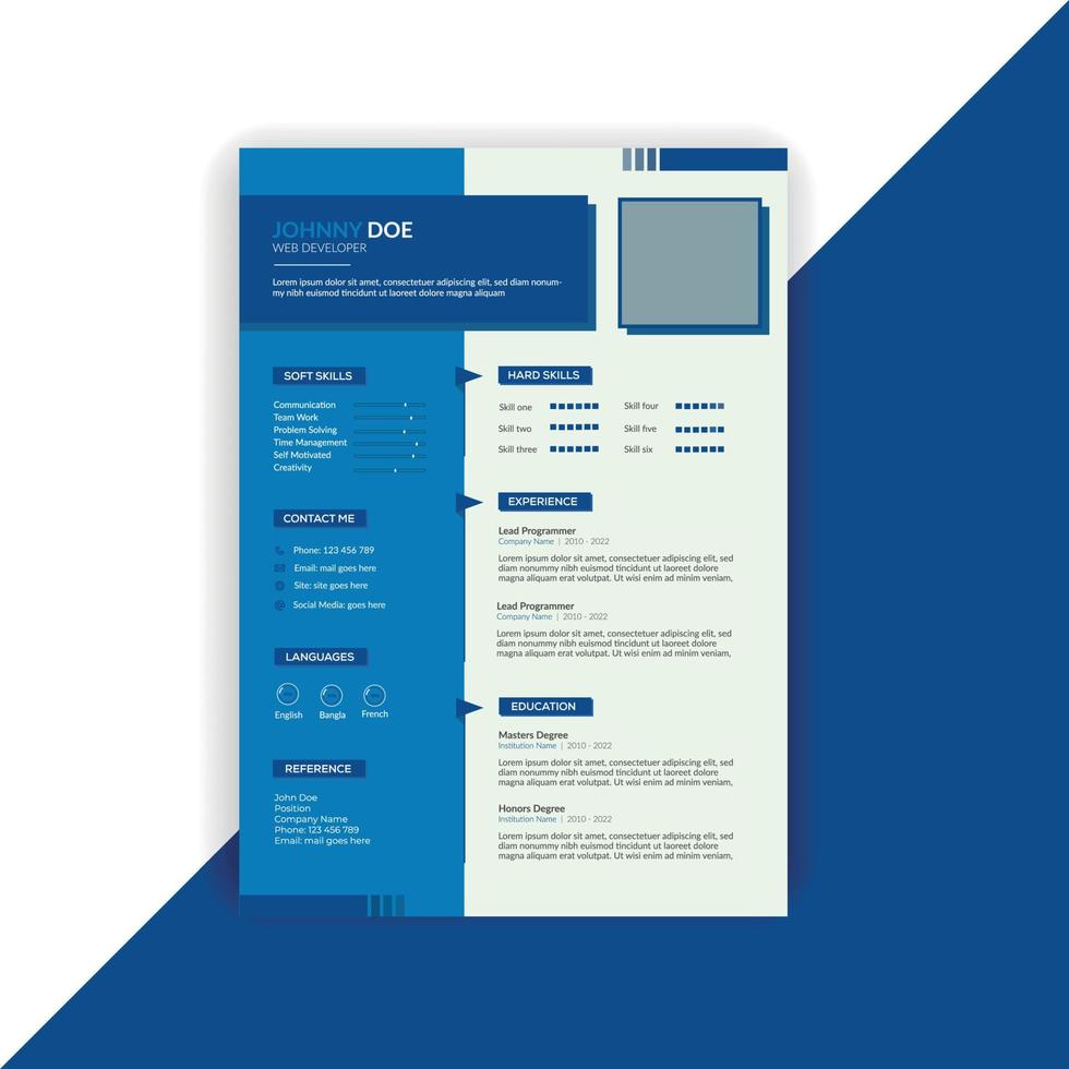 Modern Job Resume Template - Professional and Stylish CV Resume - Curriculum Vitae Template vector