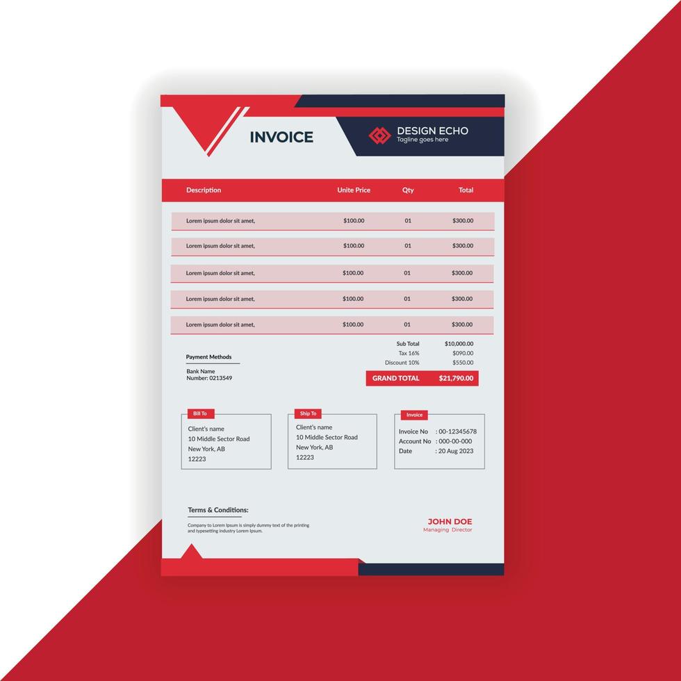 Business invoice Template - Clean Modern Corporate Invoice Design- Proforma invoice template Free Vector  - 09