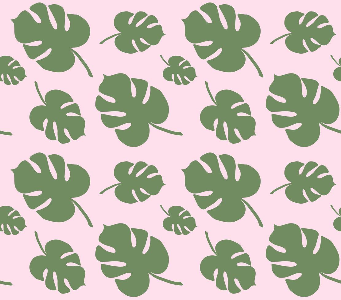 Vector seamless pattern of monstera palm leaves