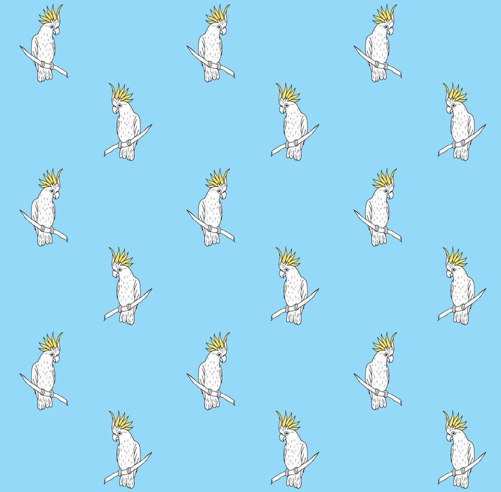 Vector seamless pattern of hand drawn cockatoo