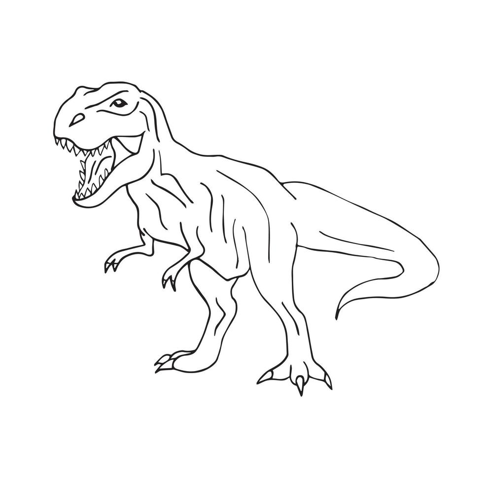 vector negro dibujado a mano tiranosaurio rex