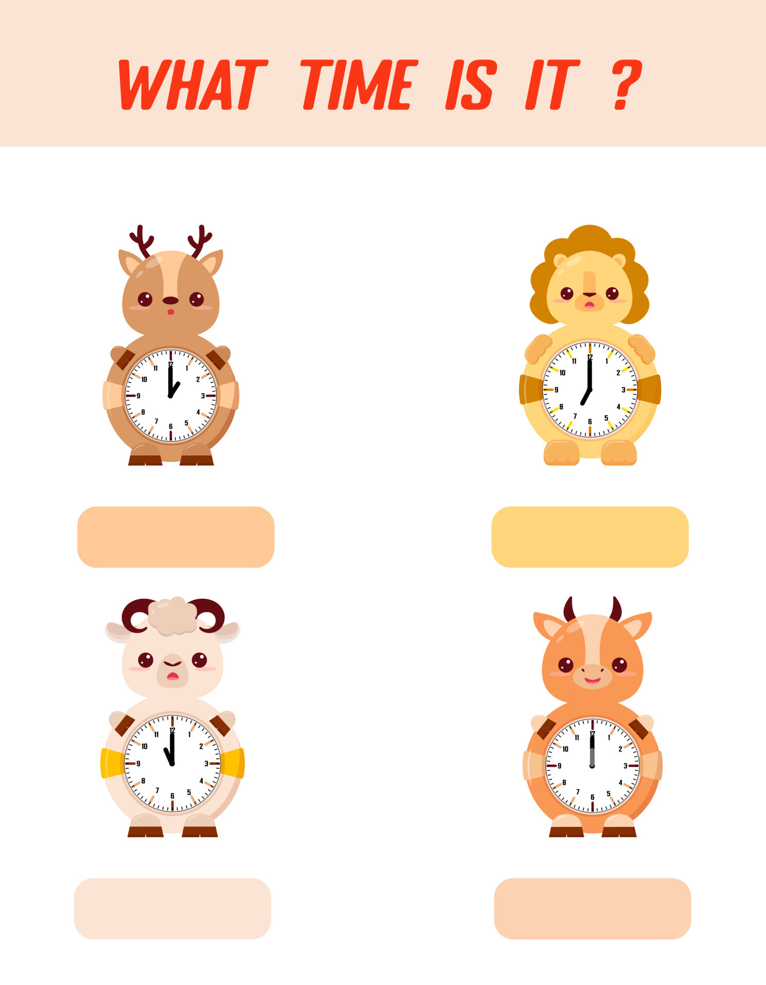 What time is it. Learning time on the clock. Educational activity