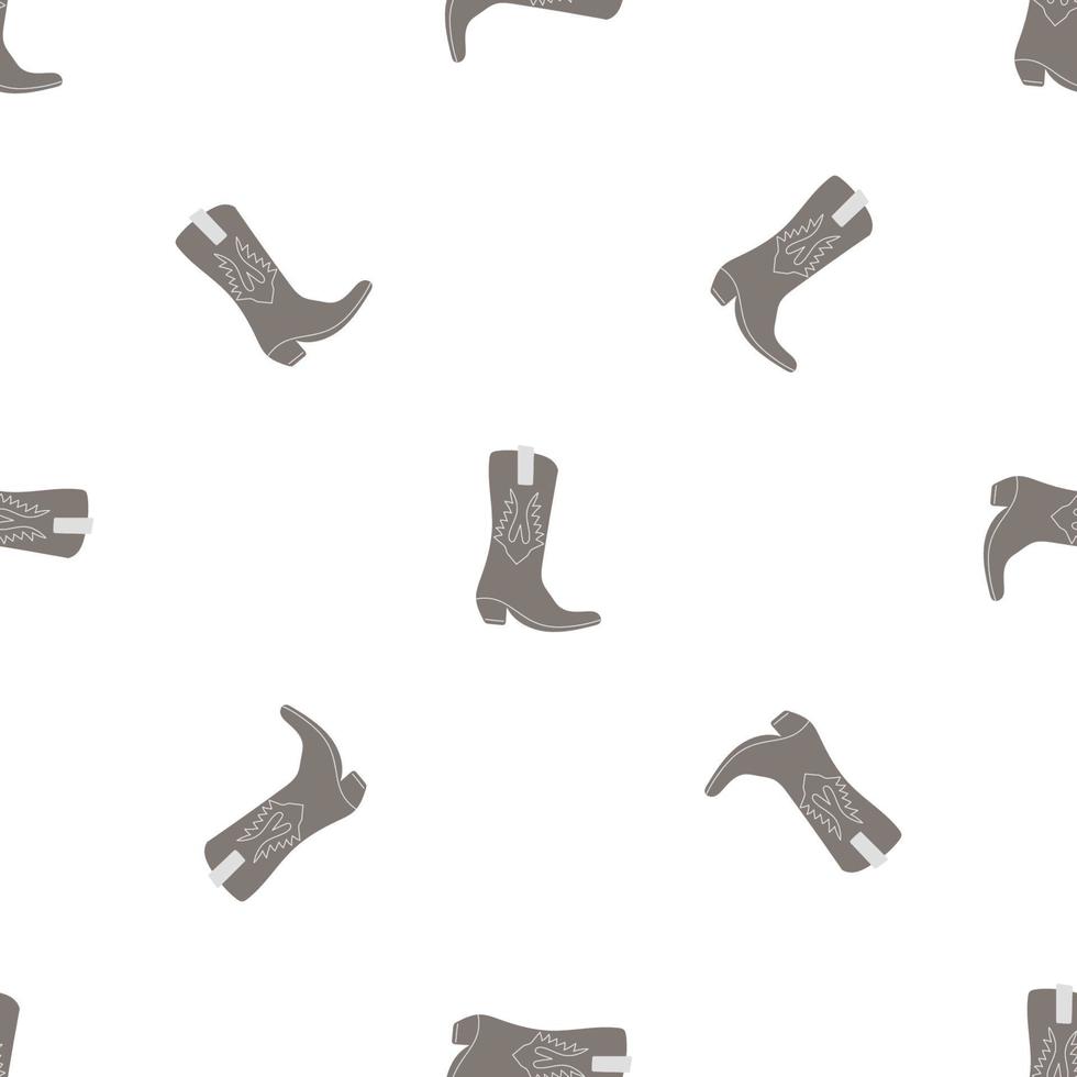 Cowboy boots with ornament seamless pattern. Wild west theme. Hand drawn colored trendy vector illustration on white background
